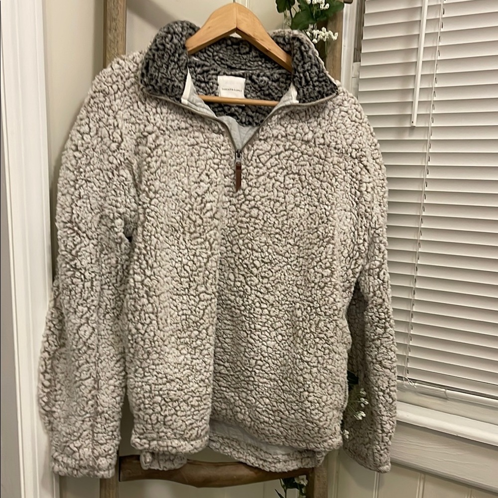 Thread & Supply Gray Fleece Hoodie with Half-Zip